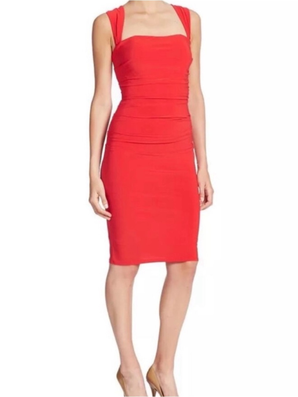 Laundry By Shelli Segal Red Fitted Midi Dress